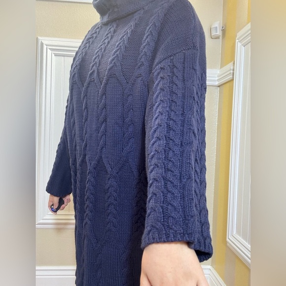 Anthropologie Cozy Blue Cable Knit Sweater Dress - Picture 5 of 9